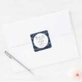 ブルーと金ゴールドグリッターマーブルサンキュースクエアスティクス スクエアシール (封筒)