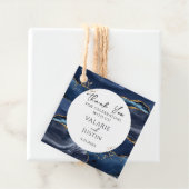 ブルーと金ゴールドグリッターマーブルサンキューメッセージカード フェイバータグ (インサイチュ)