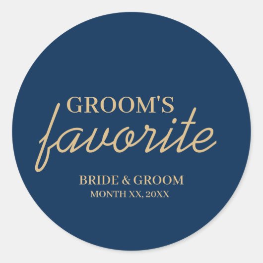 ブルーと金ゴールドグルームのお気に入りのスナック結婚ズ ラウンドシール (正面)