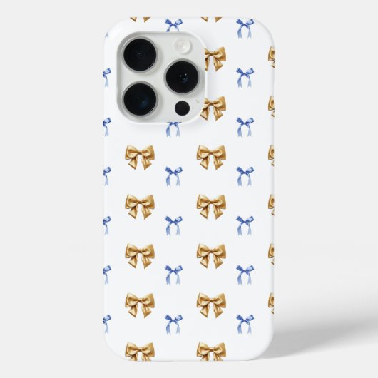 ブルーと金ゴールドコケットボウ Case-Mate iPhoneケース (裏面)