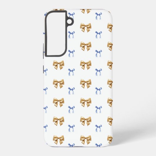 ブルーと金ゴールドコケットボウ SAMSUNG GALAXYケース (裏面)