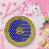 ブルーと金ゴールドシシリアントリナクリア ペーパープレート (パーティー)