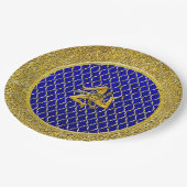 ブルーと金ゴールドシシリアントリナクリア ペーパープレート (アングル)