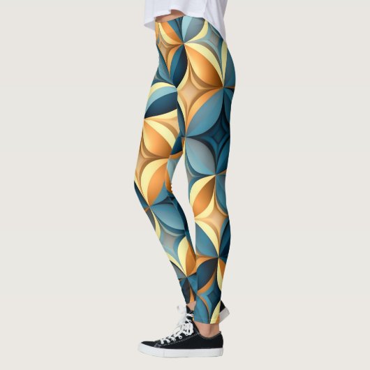 ブルーと金ゴールドジオヨガパンツ レギンス (左)