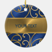 ブルーと金ゴールドスターオブデイビッドオーナメント セラミックオーナメント (裏面)