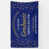 ブルーと金ゴールドスターズおめでとう卒業2022 横断幕 (縦)