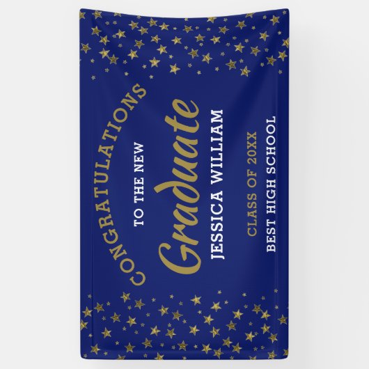 ブルーと金ゴールドスターズおめでとう卒業2022 横断幕 (縦)