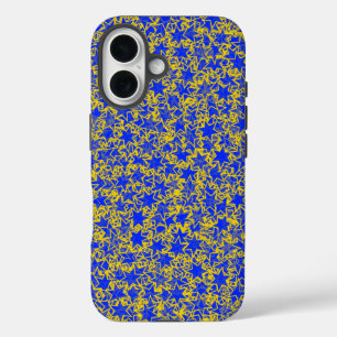 ブルーと金ゴールドスターチームスピリットスポーツカラー iPhone 16ケース