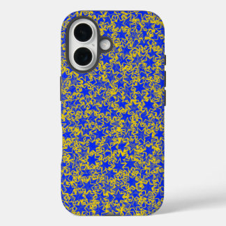 ブルーと金ゴールドスターチームスピリットスポーツカラー iPhone 16ケース