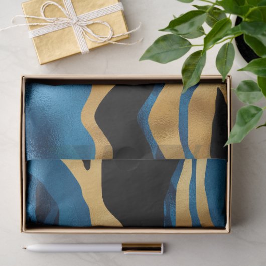 ブルーと金ゴールドタイガーシリーズデザイン2 薄葉紙 (ギフト)