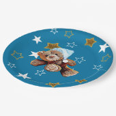 ブルーと金ゴールドテディベア&スターズ紙プレート ペーパープレート (アングル)