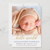 ブルーと金ゴールドハローワールド男の赤ちゃん発表 (正面)