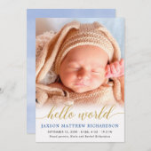 ブルーと金ゴールドハローワールド男の赤ちゃん発表 (正面/裏面)