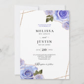 ブルーと金ゴールドバラグリッター結婚式招待状 招待状 (正面)