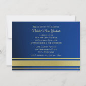 ブルーと金ゴールドバーシティ2019卒業3写真 招待状 (裏面)