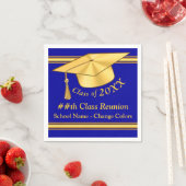 ブルーと金ゴールドパーソナライズされたクラス懇親会ナプキンス スタンダードカクテルナプキン (インサイチュ)