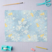 ブルーと金ゴールドビーズシリーズデザイン#15 薄葉紙 (クラフト)