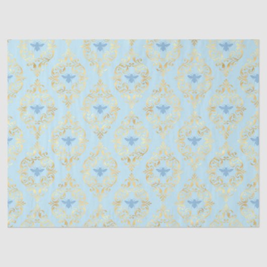 ブルーと金ゴールドビーズシリーズデザイン#5 薄葉紙 (正面)