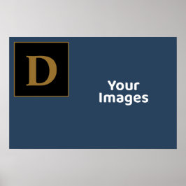 ブルーと金ゴールドファミリーイニシャル写真表示ポスター ポスター