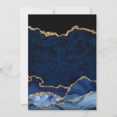 ブルーと金ゴールドフェイクグリッターアゲ結婚ート サンキューカード (裏面)