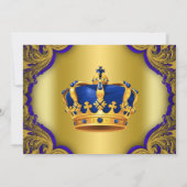 ブルーと金ゴールドプリンスバースデーパーティー 招待状 (裏面)