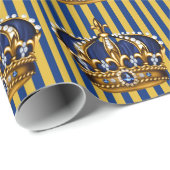 ブルーと金ゴールドプリンスベビーシャワーラッピング紙 ラッピングペーパー (ロールコーナー)