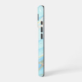 ブルーと金ゴールドプリントサマーモダン名前をカスタムする iPhone 16ケース (左側面)