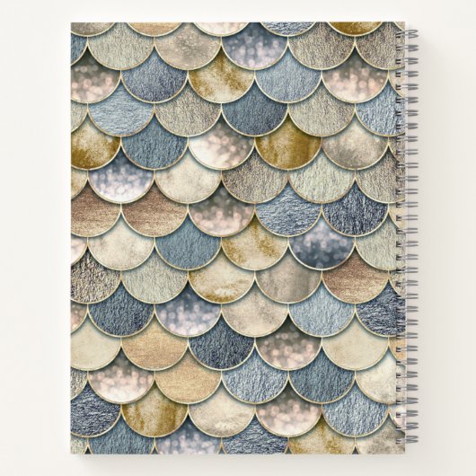 ブルーと金ゴールドマーメイドはかりで測ジャーナルノート ノートブック (裏面)