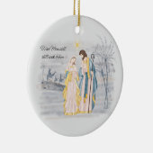 ブルーと金ゴールドメアリー、ジョセフ、イエスホリデー セラミックオーナメント (右)