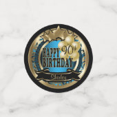 ブルーと金ゴールドメタリックハッピーバースデーパーティー星 コンフェッティ (スモール正面)