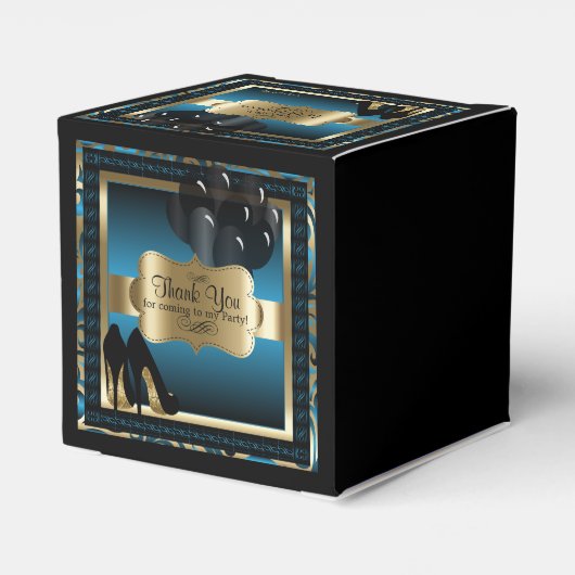 ブルーと金ゴールドメタリック – 00誕生日 | DIY文字 フェイバーボックス (裏面サイド)