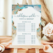 ブルーと金ゴールドモダンの液体インクのサービス価格 メニュー