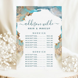 ブルーと金ゴールドモダンの液体インクのサービス価格 メニュー