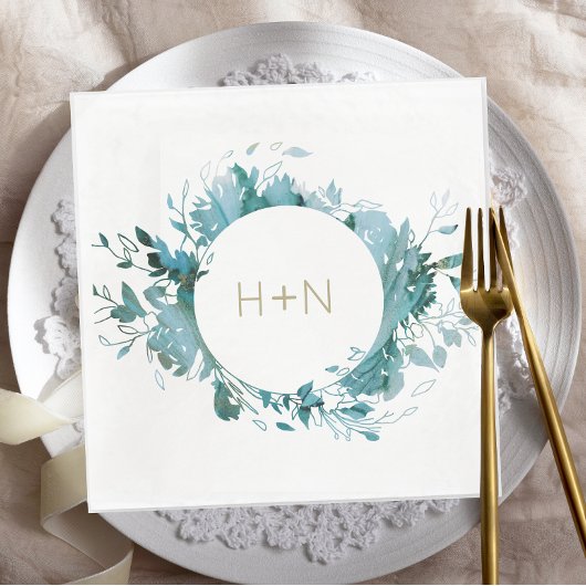 ブルーと金ゴールドモダンミニマルブライダルシャワー