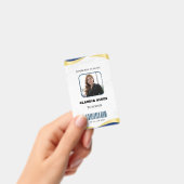 ブルーと金ゴールドモダン先生ポートレート会社 バッジ (Handheld)