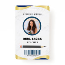 ブルーと金ゴールドモダン先生ポートレート会社