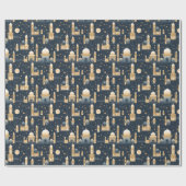 ブルーと金ゴールドラマダンとイード ラッピングペーパー (フラット)