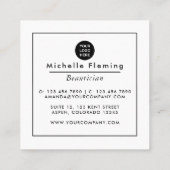 ブルーと金ゴールドリネンファブリックデニムスクエアビジネスS スクエア名刺 (裏面)