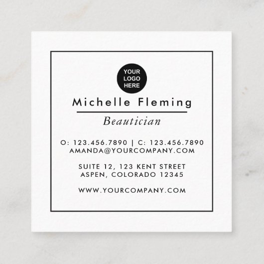 ブルーと金ゴールドリネンファブリックデニムスクエアビジネスS スクエア名刺 (裏面)