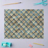 ブルーと金ゴールドレオパードデザイン10 薄葉紙 (クラフト)