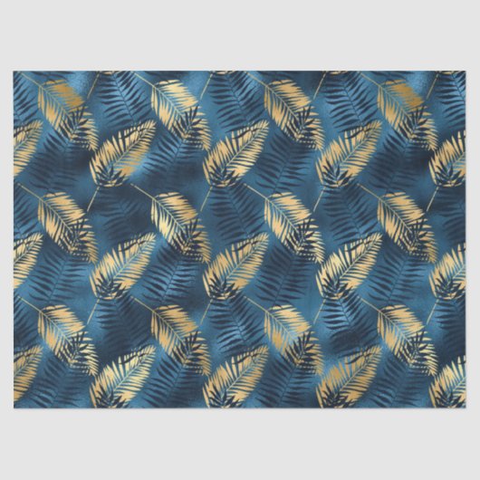 ブルーと金ゴールドレオパードデザイン14 薄葉紙 (正面)