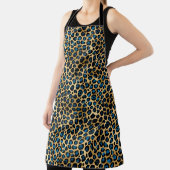 ブルーと金ゴールドレオパードデザイン4 エプロン (インサイチュ)