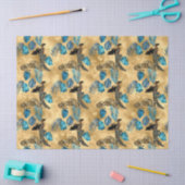 ブルーと金ゴールドレオパードデザイン7ティッシュペーパー 薄葉紙 (クラフト)