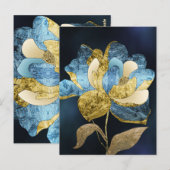 ブルーと金ゴールド抽象芸術の花びら ポストカード (正面/裏面)