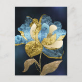 ブルーと金ゴールド抽象芸術の花びら ポストカード (正面)