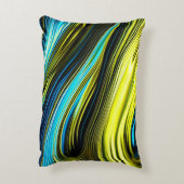 ブルーと金ゴールド抽象芸術シルクとサテン転が アクセントクッション (裏面(縦))