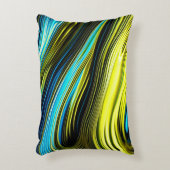 ブルーと金ゴールド抽象芸術シルクとサテン転が アクセントクッション (正面(垂直))