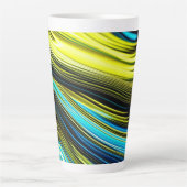 ブルーと金ゴールド抽象芸術シルクとサテン転が カフェラテマグ (正面)