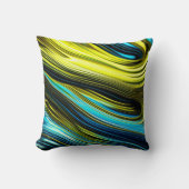 ブルーと金ゴールド抽象芸術シルクとサテン転が クッション (正面)