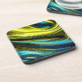 ブルーと金ゴールド抽象芸術シルクとサテン転が コースター (左側)